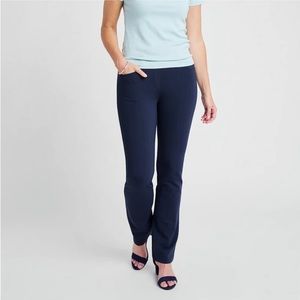 Betabrand Straight-Leg 7-Pocket Dress Pant Yoga Pants | Navy Blue Size Large